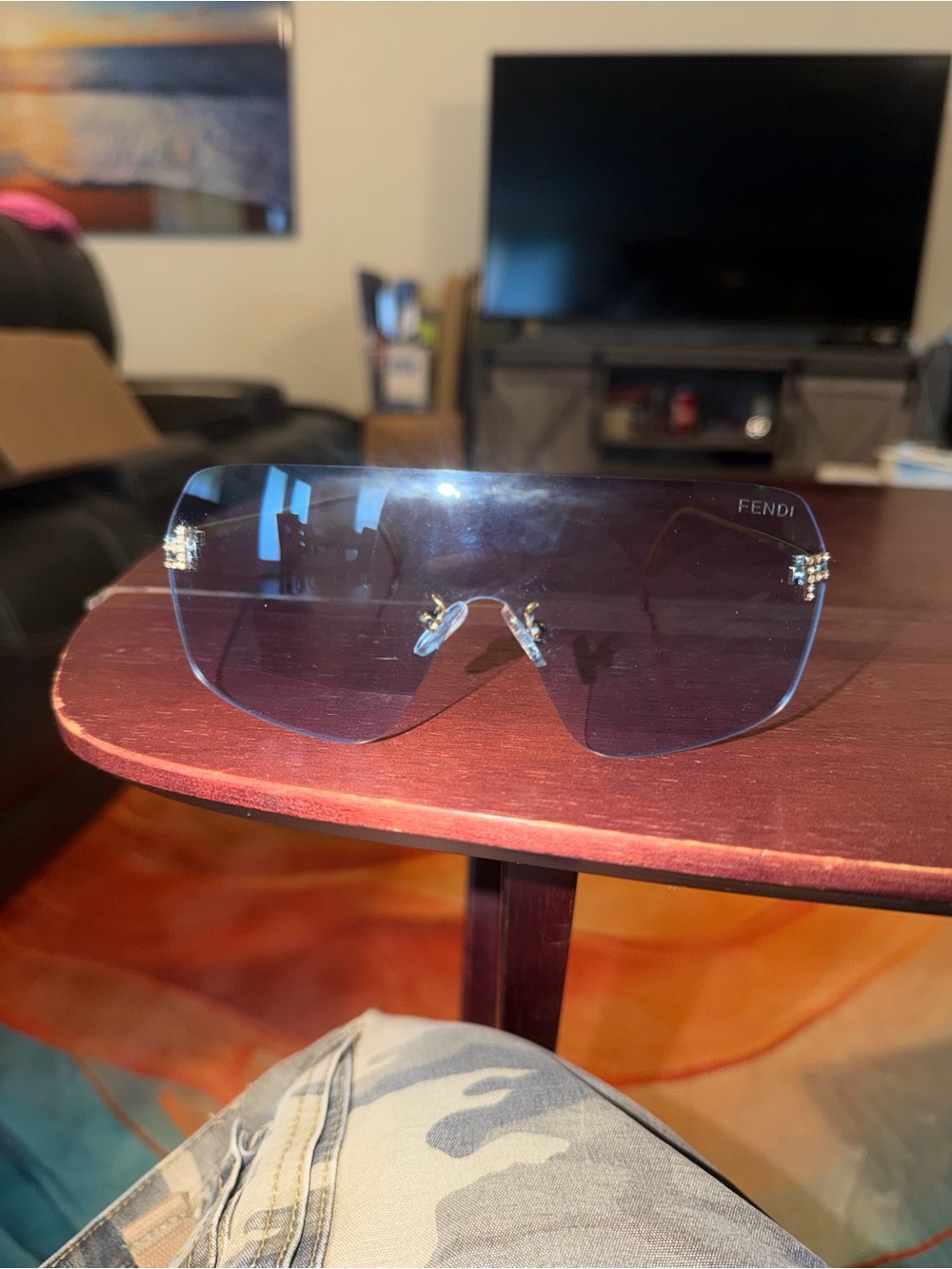 Fendi Rimless Shield Sunglasses in Gradient Blue-Purple